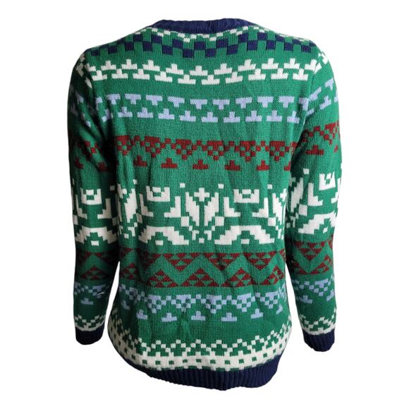 Holiday Time Women's Large Ugly Christmas Cat Sweater XMas Holiday Fair Isle - Picture 4 of 9